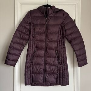 32 Degrees Heat Womens Long Puffer Packable Winter Zip-Up Jacket Eggplant Medium